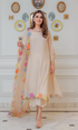 NISA -3PC (Unstitched) Lawn Embroidered Shirt With Embroidered Organza Dupatta - GKA5050